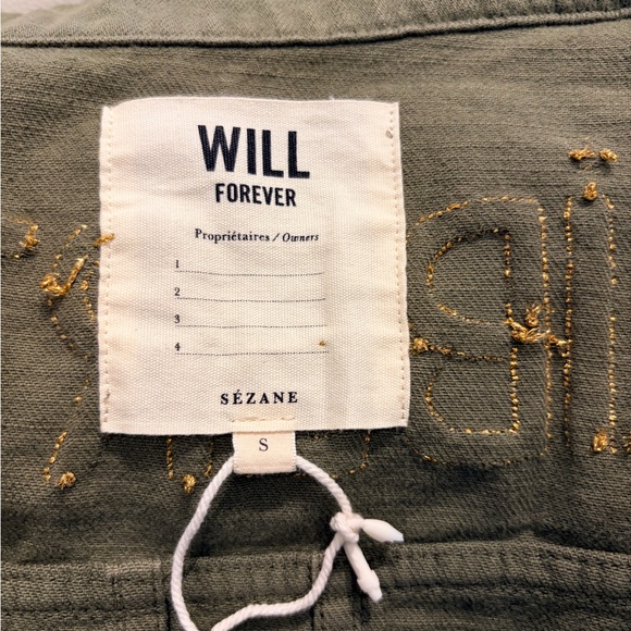 Sezane LIBERTÉ Olive Green Embroidered Military Jacket/Button Down Shirt - Picture 7 of 9